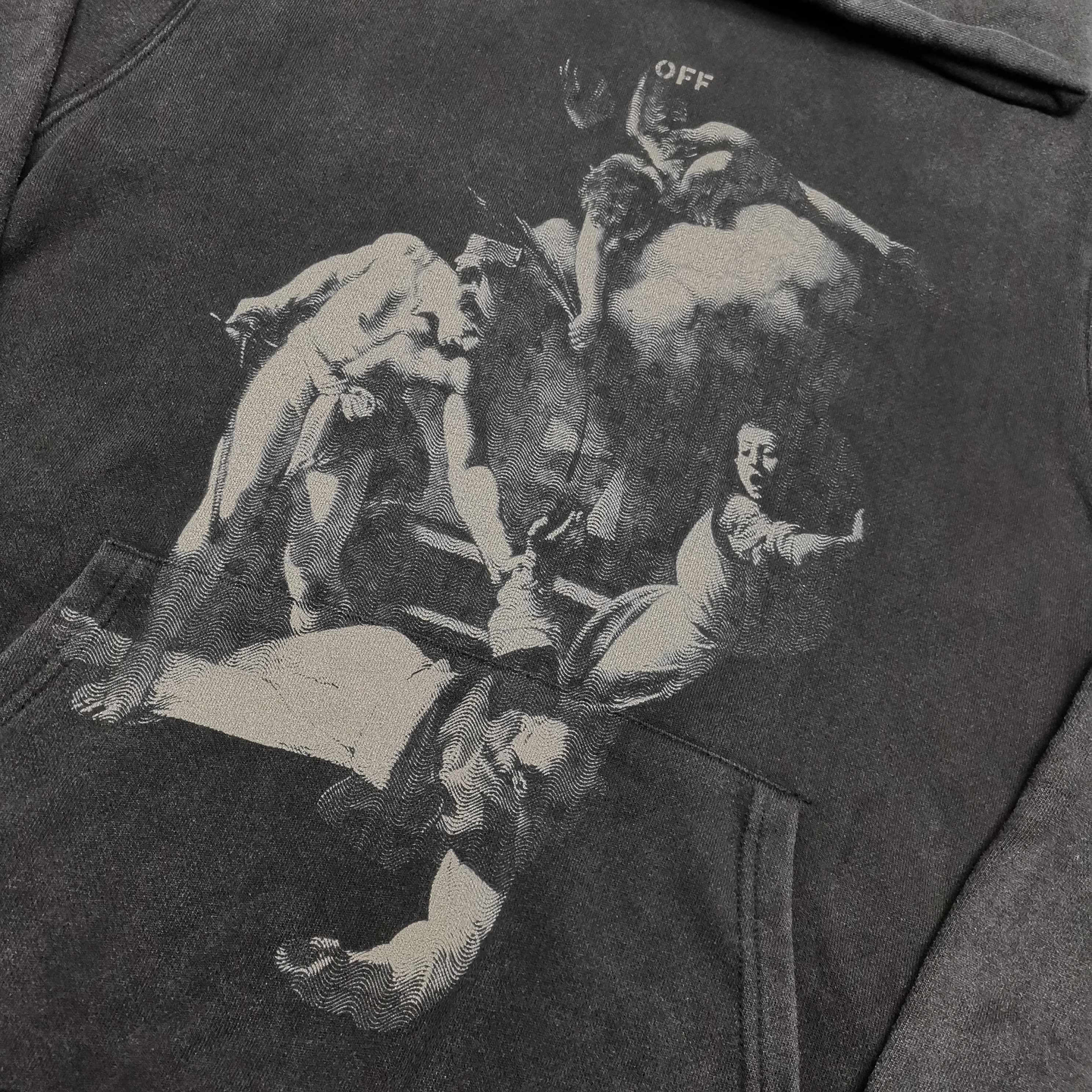 off white 25ss religious portrait oil painting 460g washed hooded sweatshirt Color: washed black Size: S M L XL P410